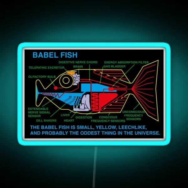 NDVH Babel Fish H2G2 RGB Neon Sign