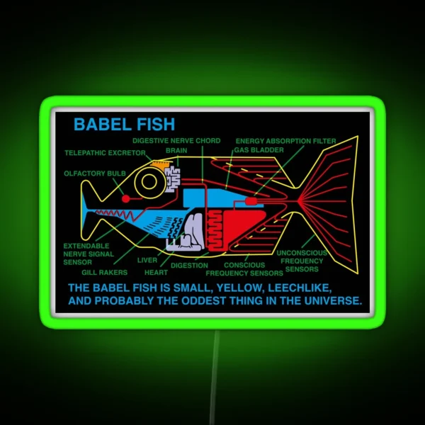 NDVH Babel Fish H2G2 RGB Neon Sign