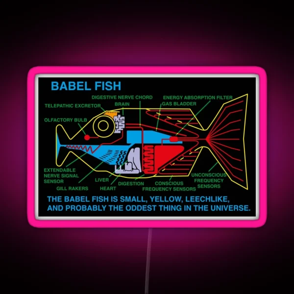 NDVH Babel Fish H2G2 RGB Neon Sign