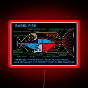 NDVH Babel Fish H2G2 RGB Neon Sign