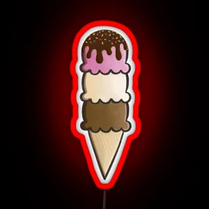 Neapolitan Ice Cream Cone RGB Neon Sign