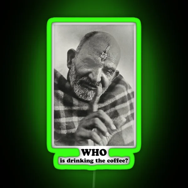 Neem Karoli Baba Papaji Coffee RGB Neon Sign