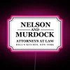 RGB LED light box display featuring Nelson and Murdock logo
