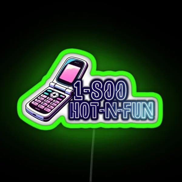 Neon 1 800 Hot N Fun Flip Phone Art Inspired RGB Neon Sign