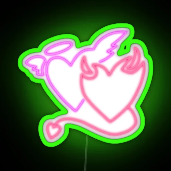 Neon Angel Devil Hearts RGB Neon Sign