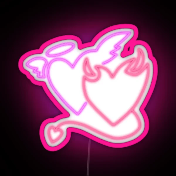 Neon Angel Devil Hearts RGB Neon Sign