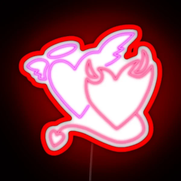 Neon Angel Devil Hearts RGB Neon Sign