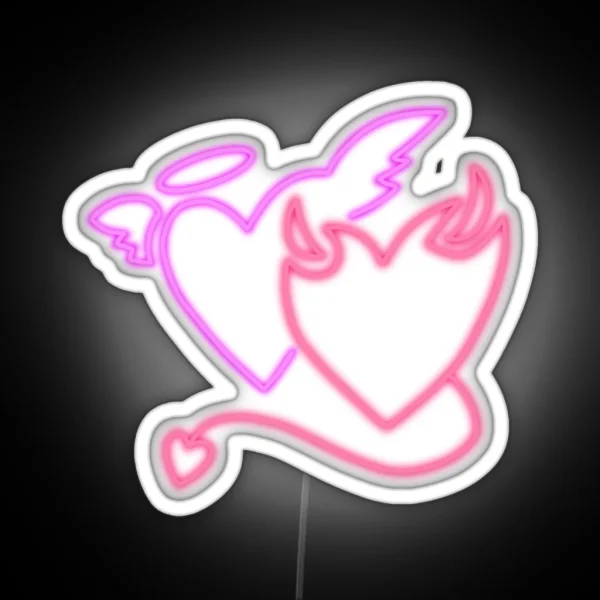 Neon Angel Devil Hearts RGB Neon Sign