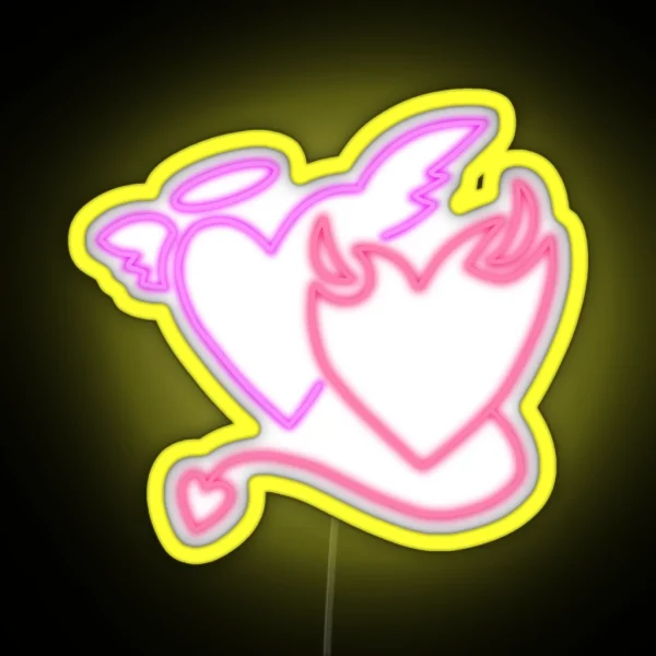 Neon Angel Devil Hearts RGB Neon Sign