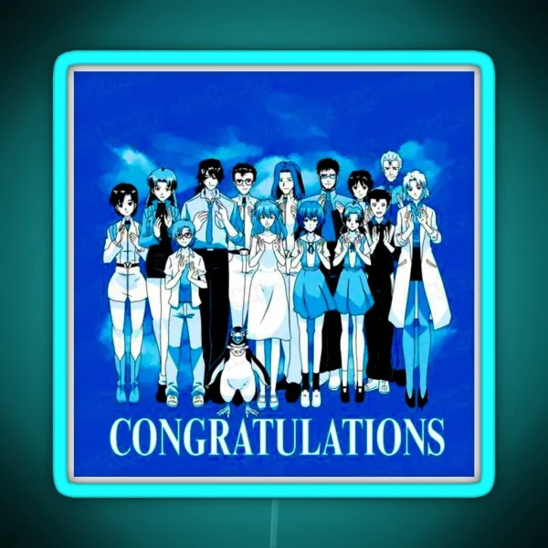 Neon Genesis Evangelion Congratulations Anime Design RGB Neon Sign
