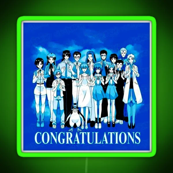 Neon Genesis Evangelion Congratulations Anime Design RGB Neon Sign