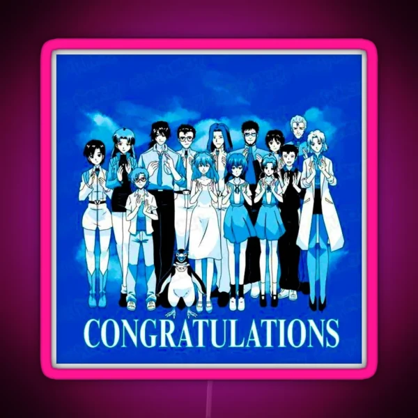 Neon Genesis Evangelion Congratulations Anime Design RGB Neon Sign