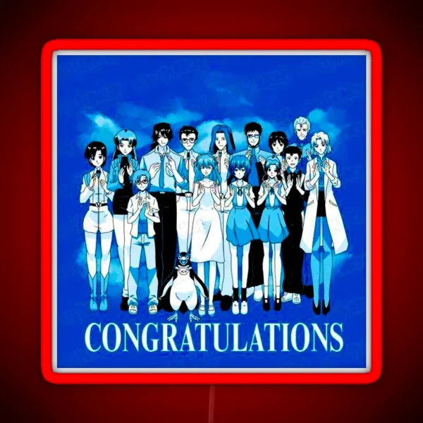 Neon Genesis Evangelion Congratulations Anime Design RGB Neon Sign