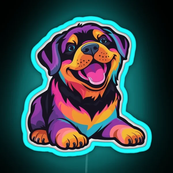 Neon Rainbow 90 S Pups Rottweiler Puppy RGB Neon Sign