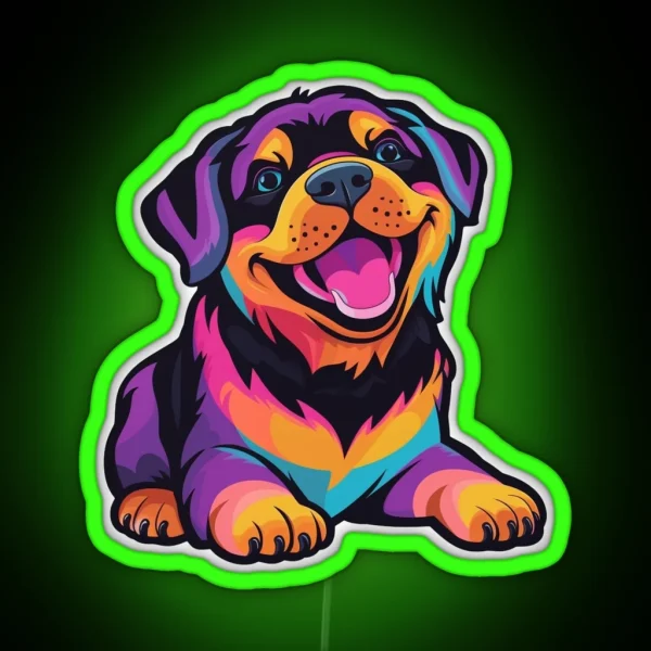 Neon Rainbow 90 S Pups Rottweiler Puppy RGB Neon Sign