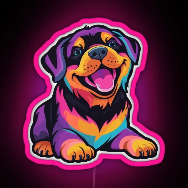 Neon Rainbow 90 S Pups Rottweiler Puppy RGB Neon Sign