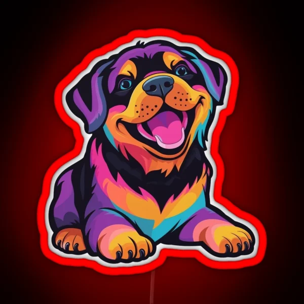 Neon Rainbow 90 S Pups Rottweiler Puppy RGB Neon Sign