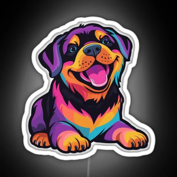 Neon Rainbow 90 S Pups Rottweiler Puppy RGB Neon Sign