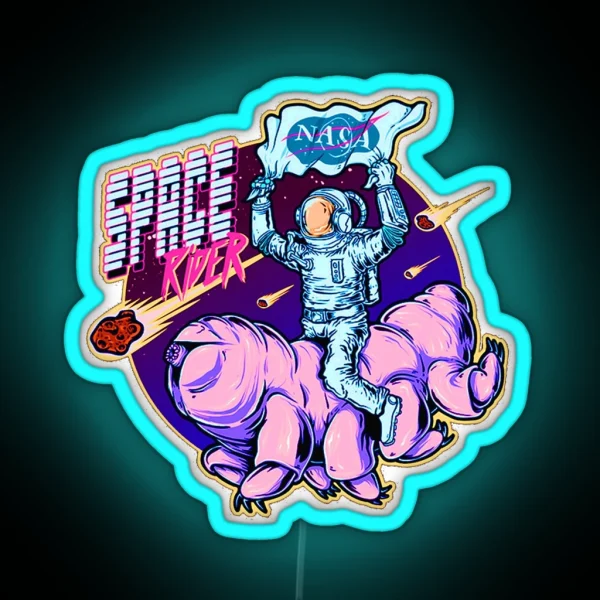 Neon Tardigrade Space Rider Rodeo RGB Neon Sign
