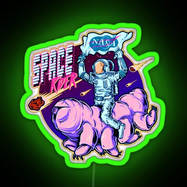 Neon Tardigrade Space Rider Rodeo RGB Neon Sign