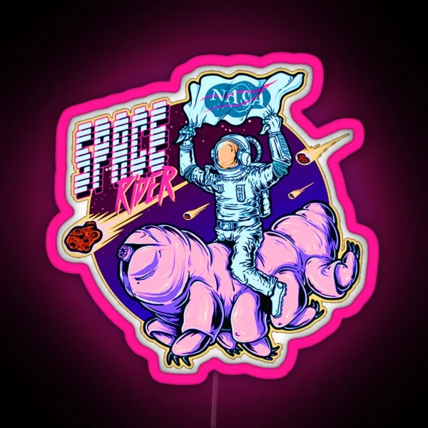 Neon Tardigrade Space Rider Rodeo RGB Neon Sign