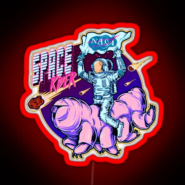 Neon Tardigrade Space Rider Rodeo RGB Neon Sign