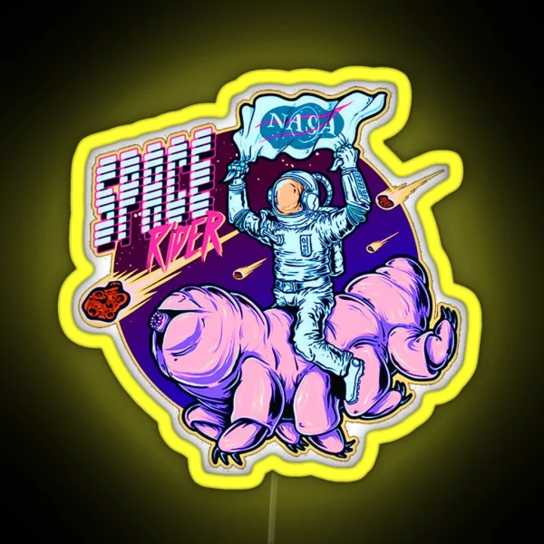 Neon Tardigrade Space Rider Rodeo RGB Neon Sign