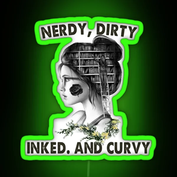 Nerdy Dirty Inked And Curvy Tattoo Girl RGB Neon Sign