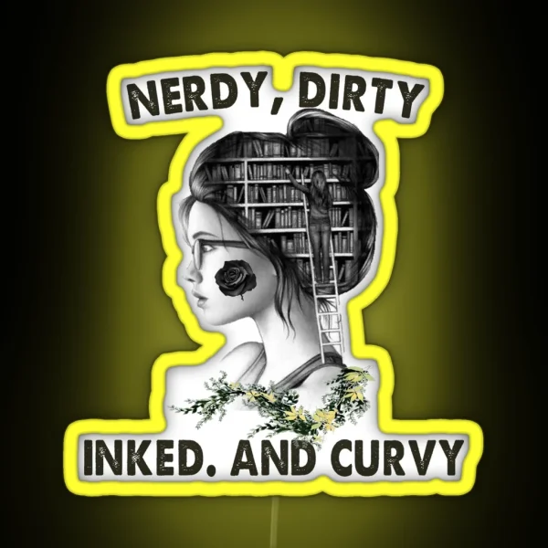 Nerdy Dirty Inked And Curvy Tattoo Girl RGB Neon Sign