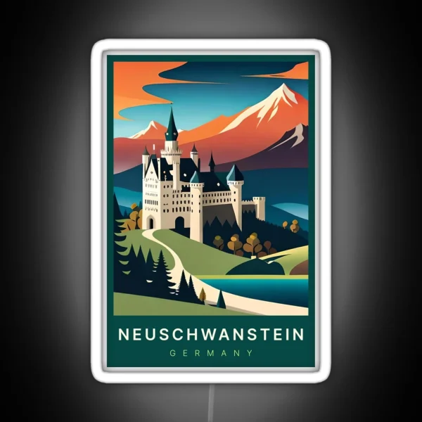 Neuschwanstein Germany Digital Art Illustration Travel RGB Neon Sign