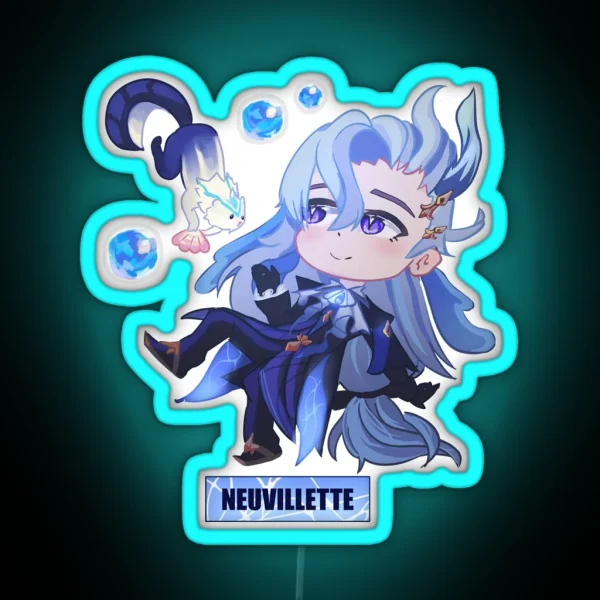 Neuvillete Chibi Fanart RGB Neon Sign