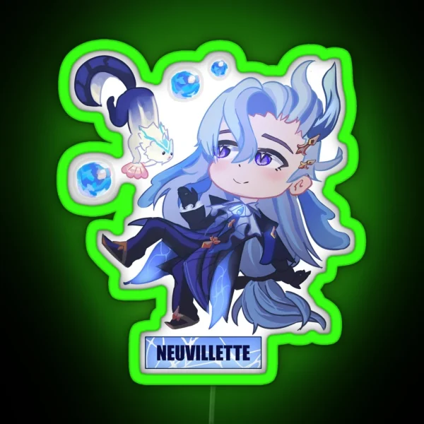 Neuvillete Chibi Fanart RGB Neon Sign