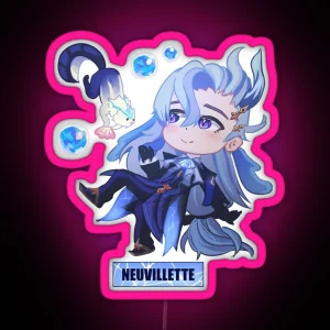 Neuvillete Chibi Fanart RGB Neon Sign