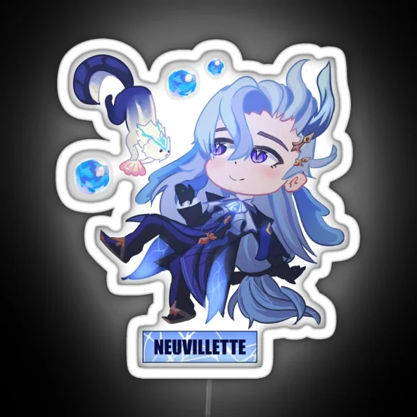 Neuvillete Chibi Fanart RGB Neon Sign