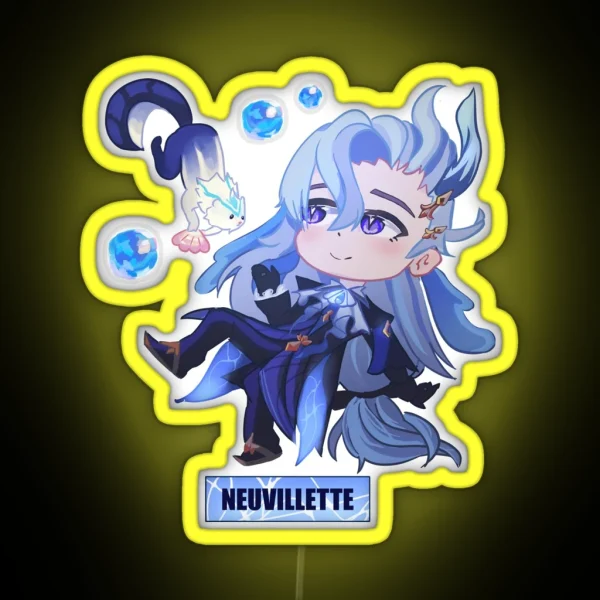 Neuvillete Chibi Fanart RGB Neon Sign