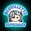 Genshin Impact Neuvillette Supremacy Chibi Typographic Neon Sign Illumination Artwork