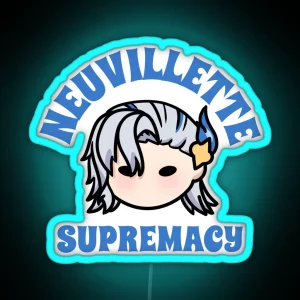 Neuvillette Supremacy Genshin Impact Chibi Typography Text Morcaworks RGB Neon Sign