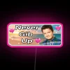 Neon motivational quote never give up in colorful bright light
