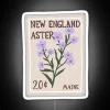 Vibrant Neon Sign Featuring Iridescent Asters in New England Style