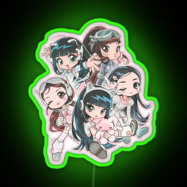 New Jeans Chibi Drawing RGB Neon Sign
