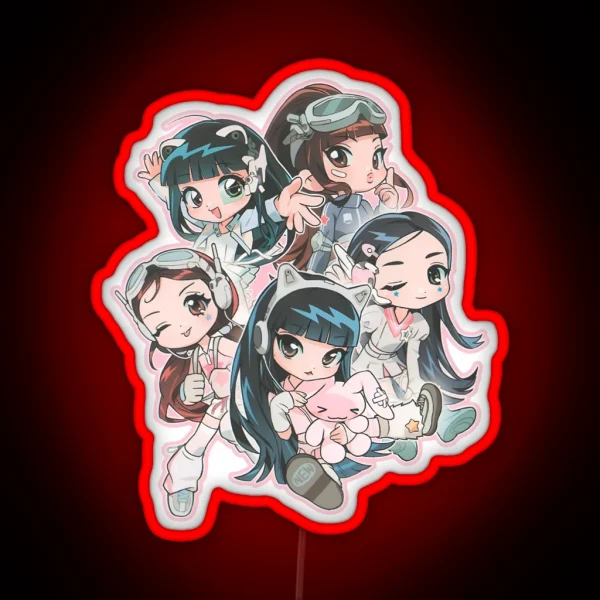 New Jeans Chibi Drawing RGB Neon Sign