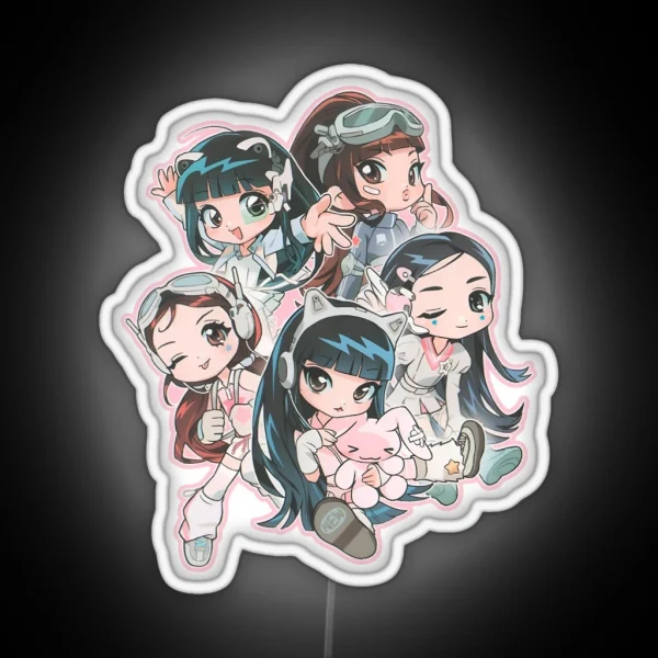New Jeans Chibi Drawing RGB Neon Sign