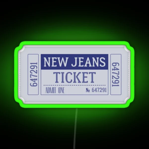 New Jeans Kpop Ticket RGB Neon Sign