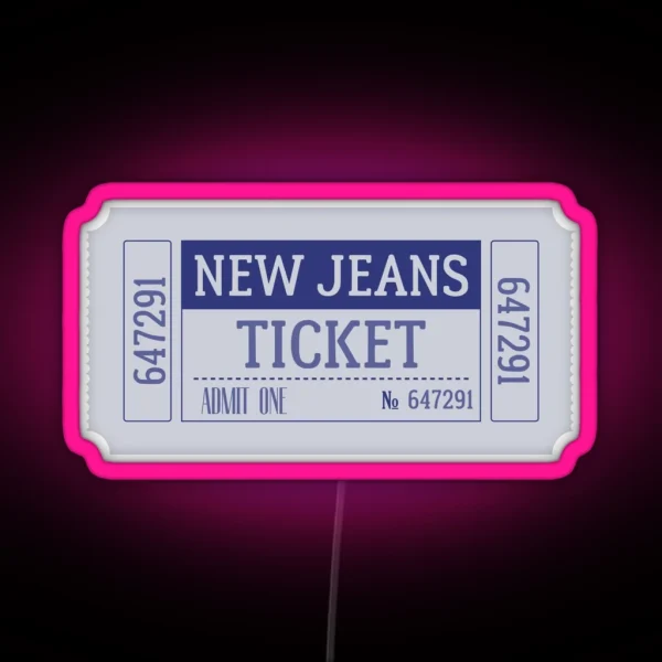 New Jeans Kpop Ticket RGB Neon Sign