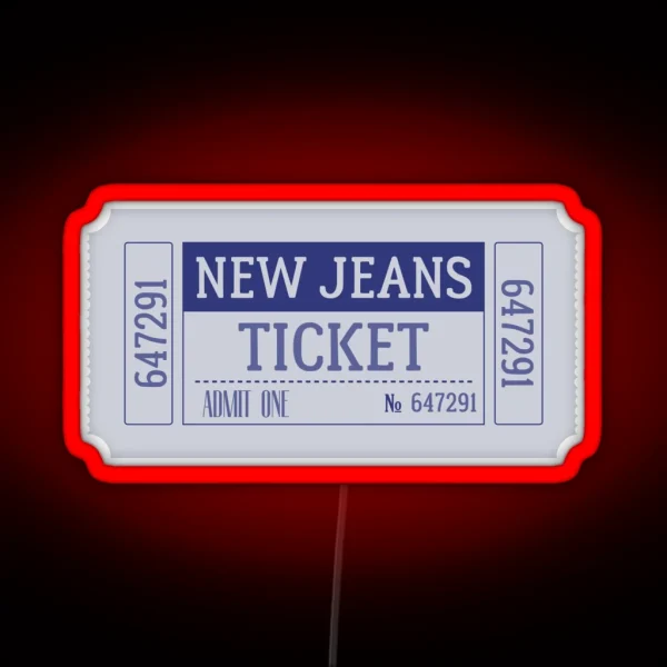 New Jeans Kpop Ticket RGB Neon Sign