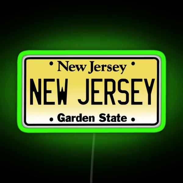 New Jersey License Plate Classic Design Garden State RGB Neon Sign