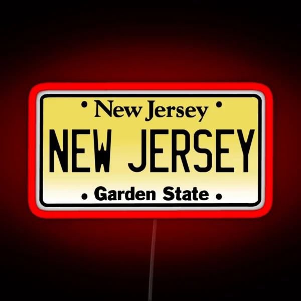 New Jersey License Plate Classic Design Garden State RGB Neon Sign