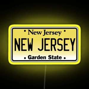 New Jersey License Plate Classic Design Garden State RGB Neon Sign