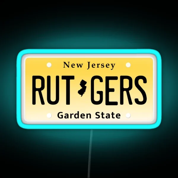 New Jersey RU License Plate RGB Neon Sign
