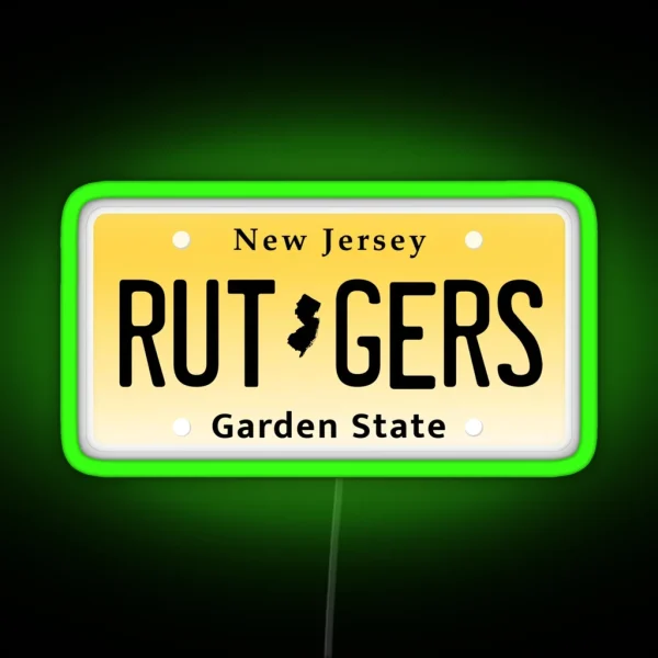 New Jersey RU License Plate RGB Neon Sign